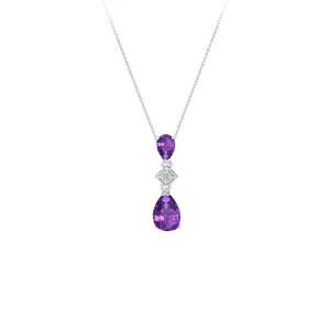 Amethyst and Diamond Drop Pendant