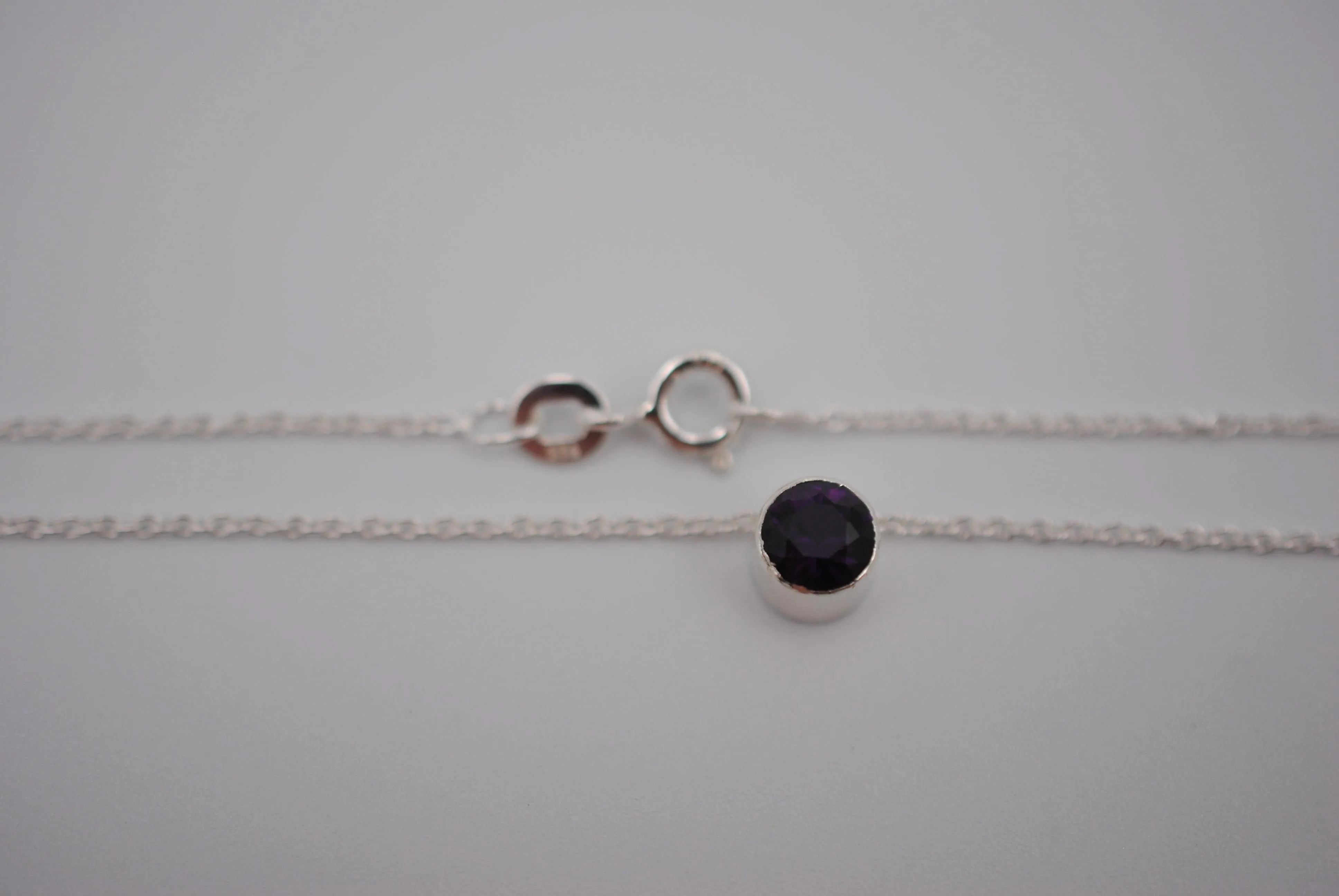 Amethyst Bezel Setting Silver Pendant Necklace