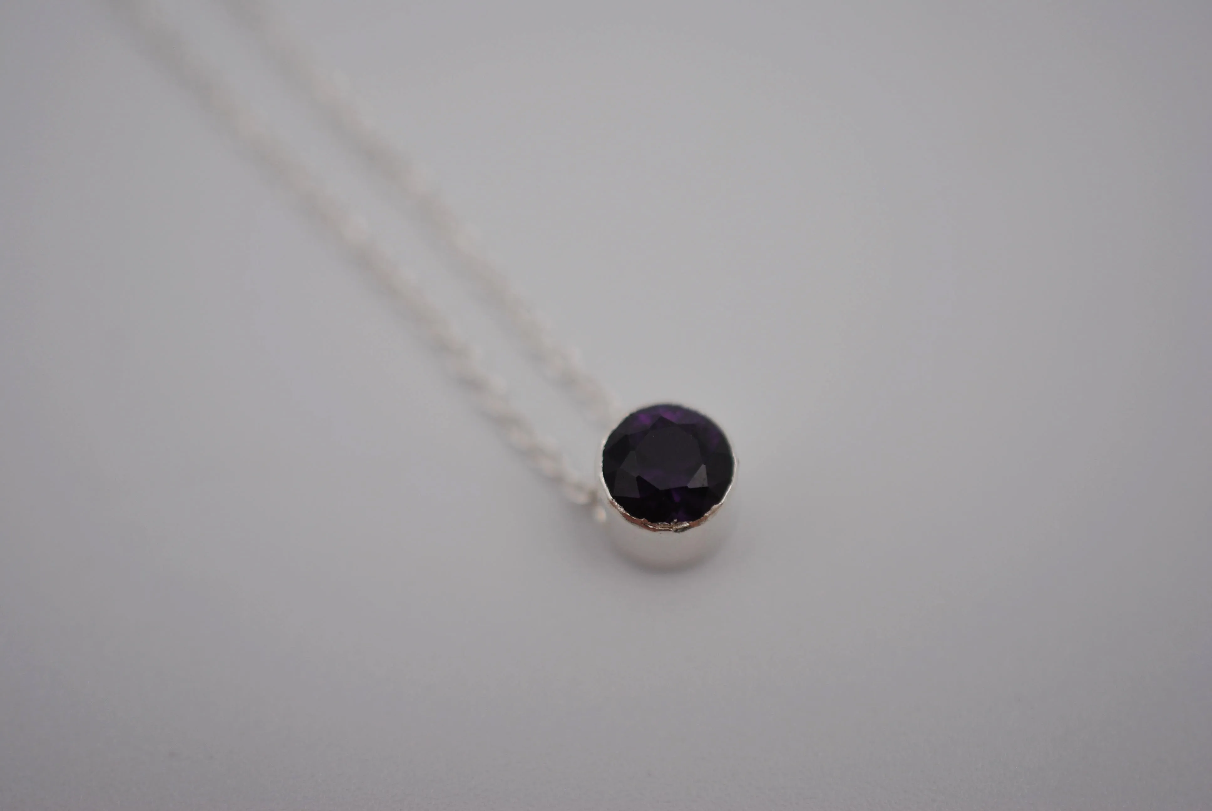 Amethyst Bezel Setting Silver Pendant Necklace
