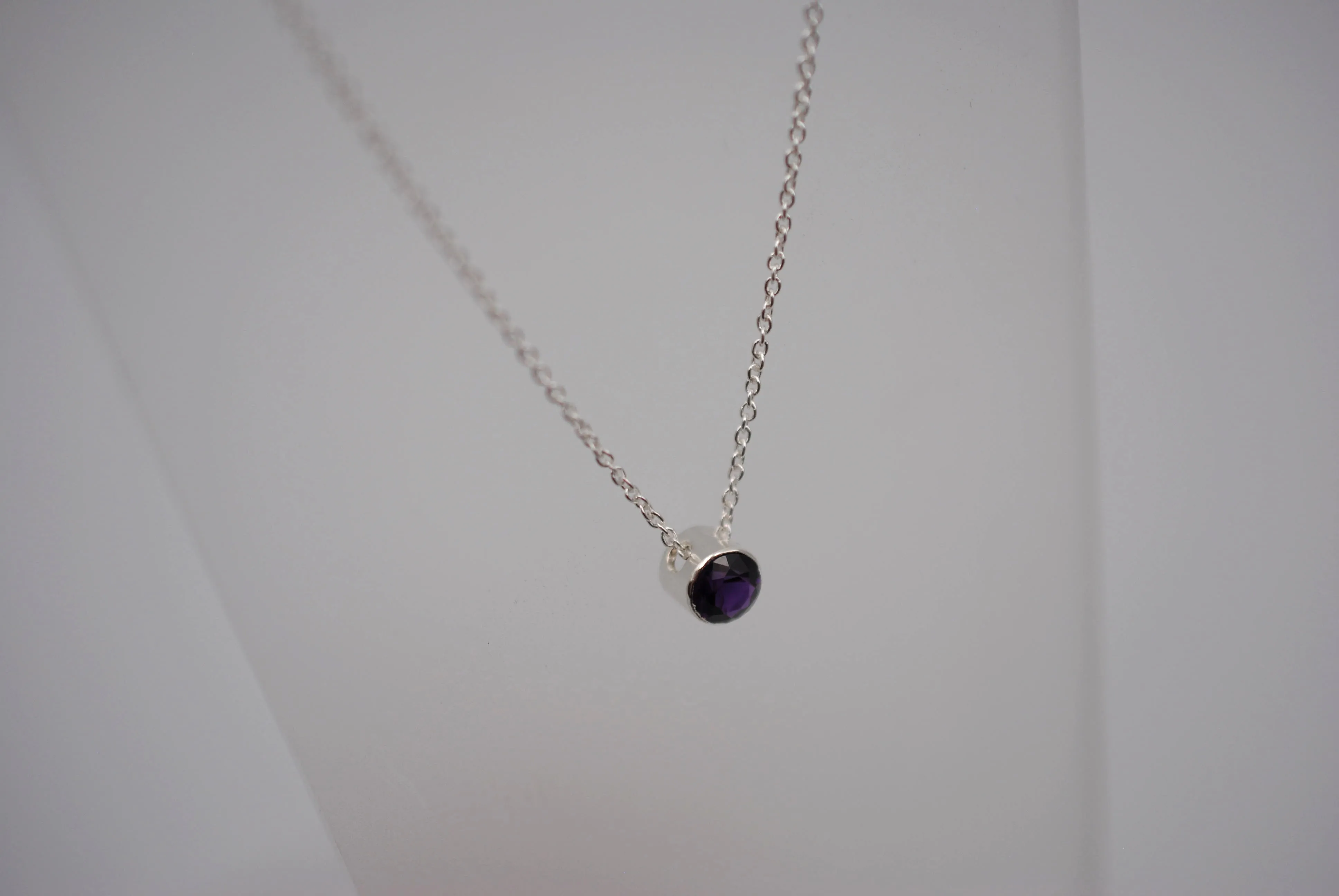 Amethyst Bezel Setting Silver Pendant Necklace