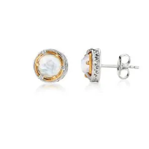 Anatoli Collection Round Mother of Pearl Earrings (Sml)