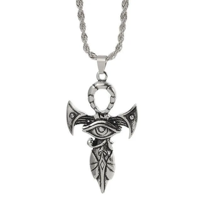 Ancient Egyptian Ankh Cross Eye Of Horus Amulet Necklace