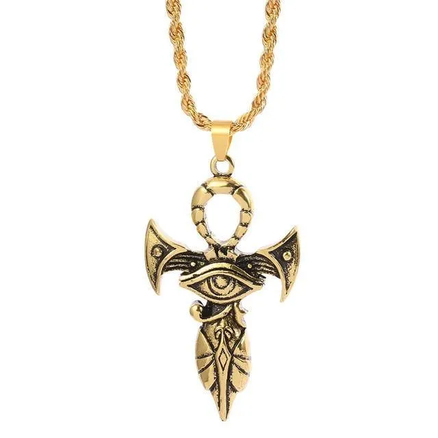 Ancient Egyptian Ankh Cross Eye Of Horus Amulet Necklace