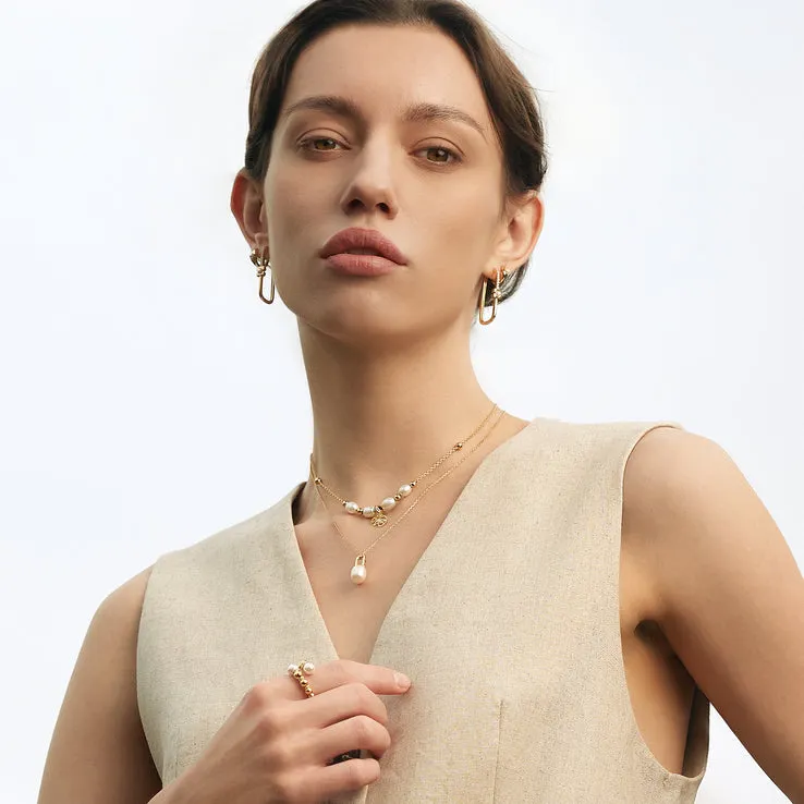 Ania Haie Gold Gem Pearl Drop Pendant Necklace