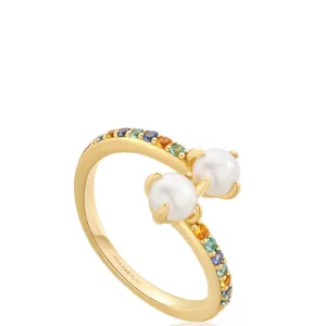 Ania Haie Modern Muse Gold Gem Pearl Wrap Ring