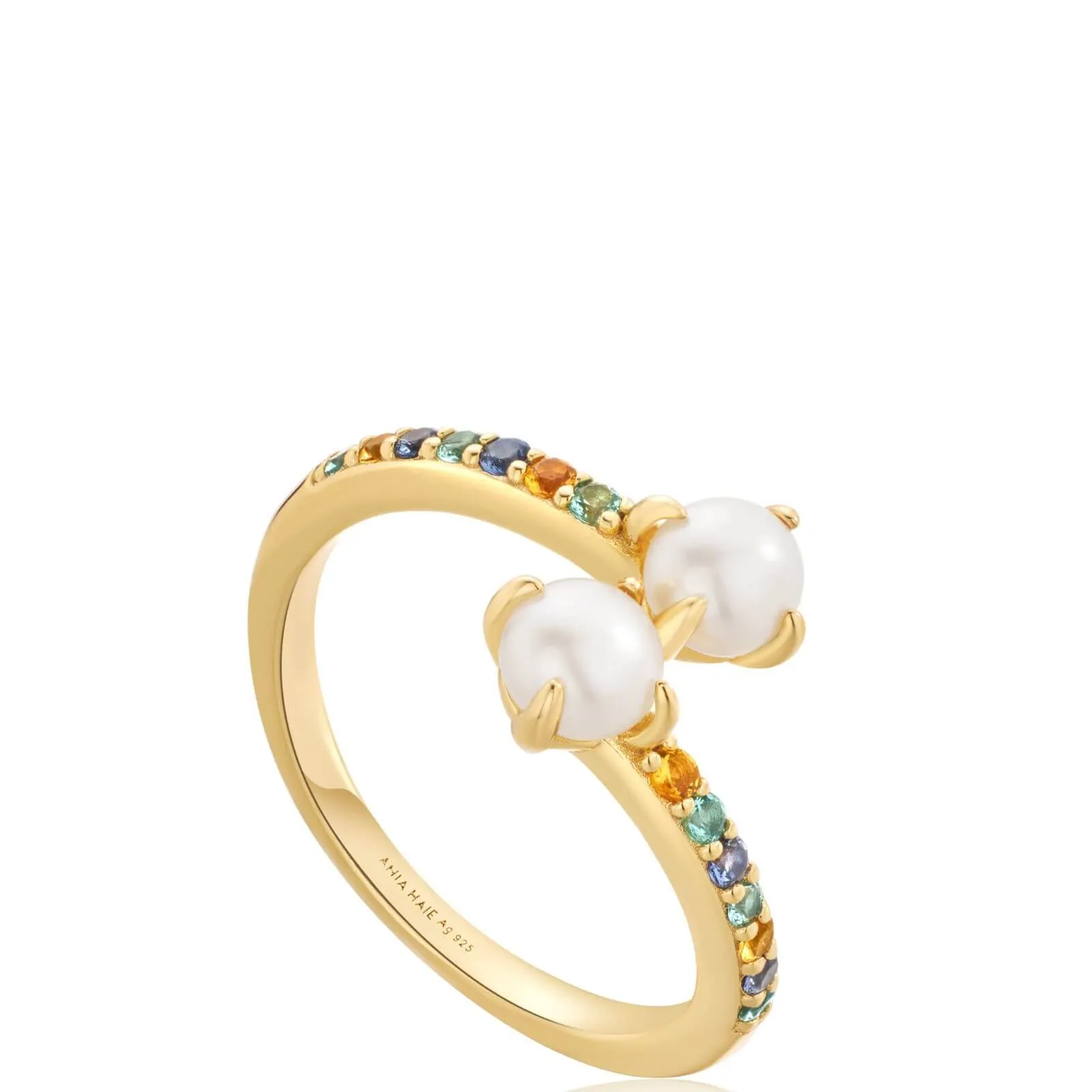 Ania Haie Modern Muse Gold Gem Pearl Wrap Ring