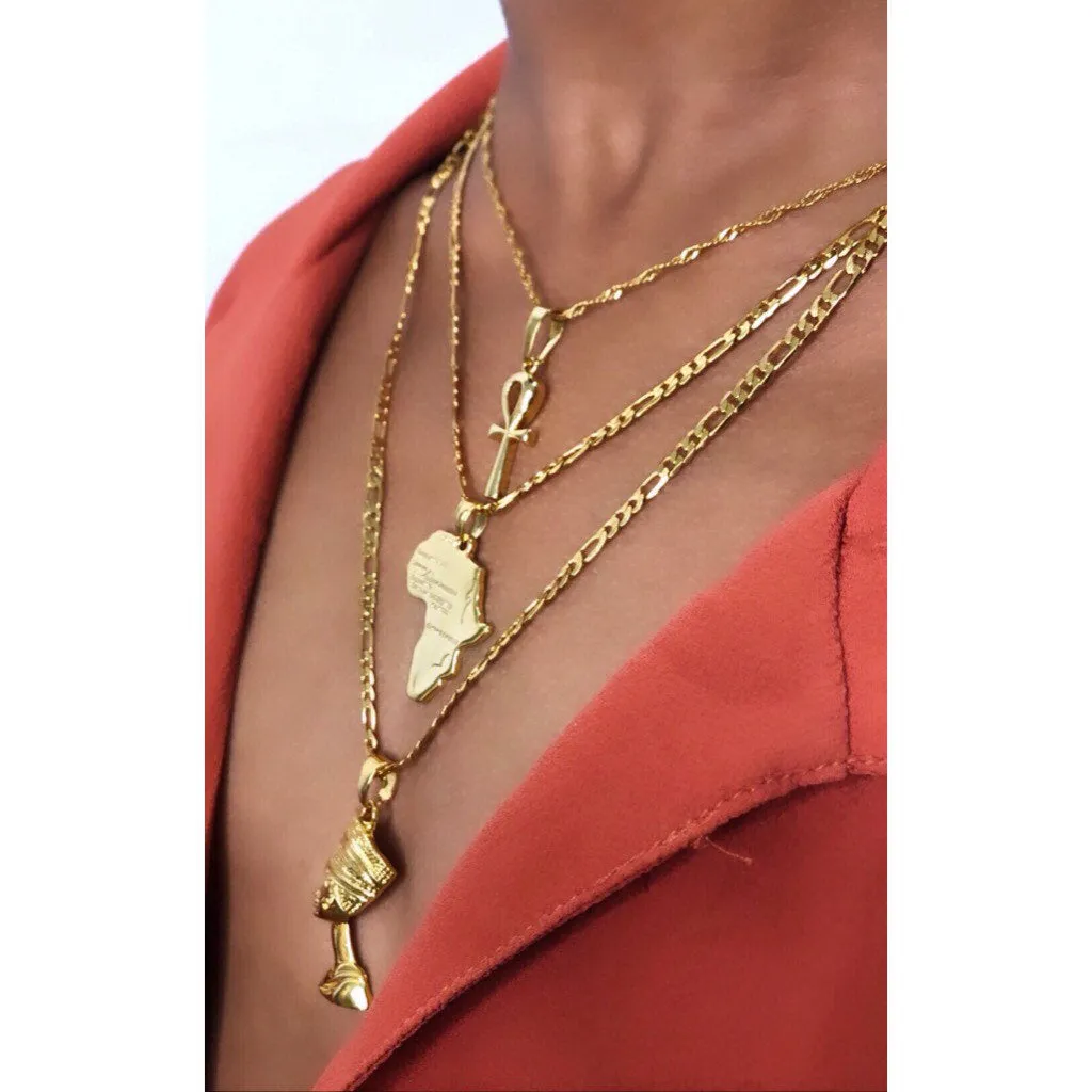 ankh necklace africa necklace and nefertiti necklace 3 piece set