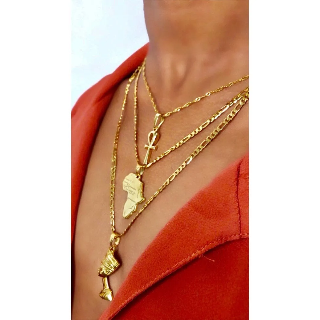 ankh necklace africa necklace and nefertiti necklace 3 piece set