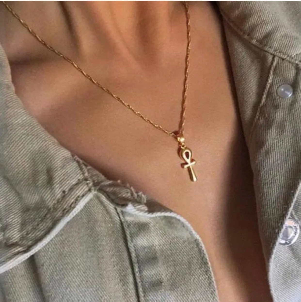 ankh necklace africa necklace and nefertiti necklace 3 piece set