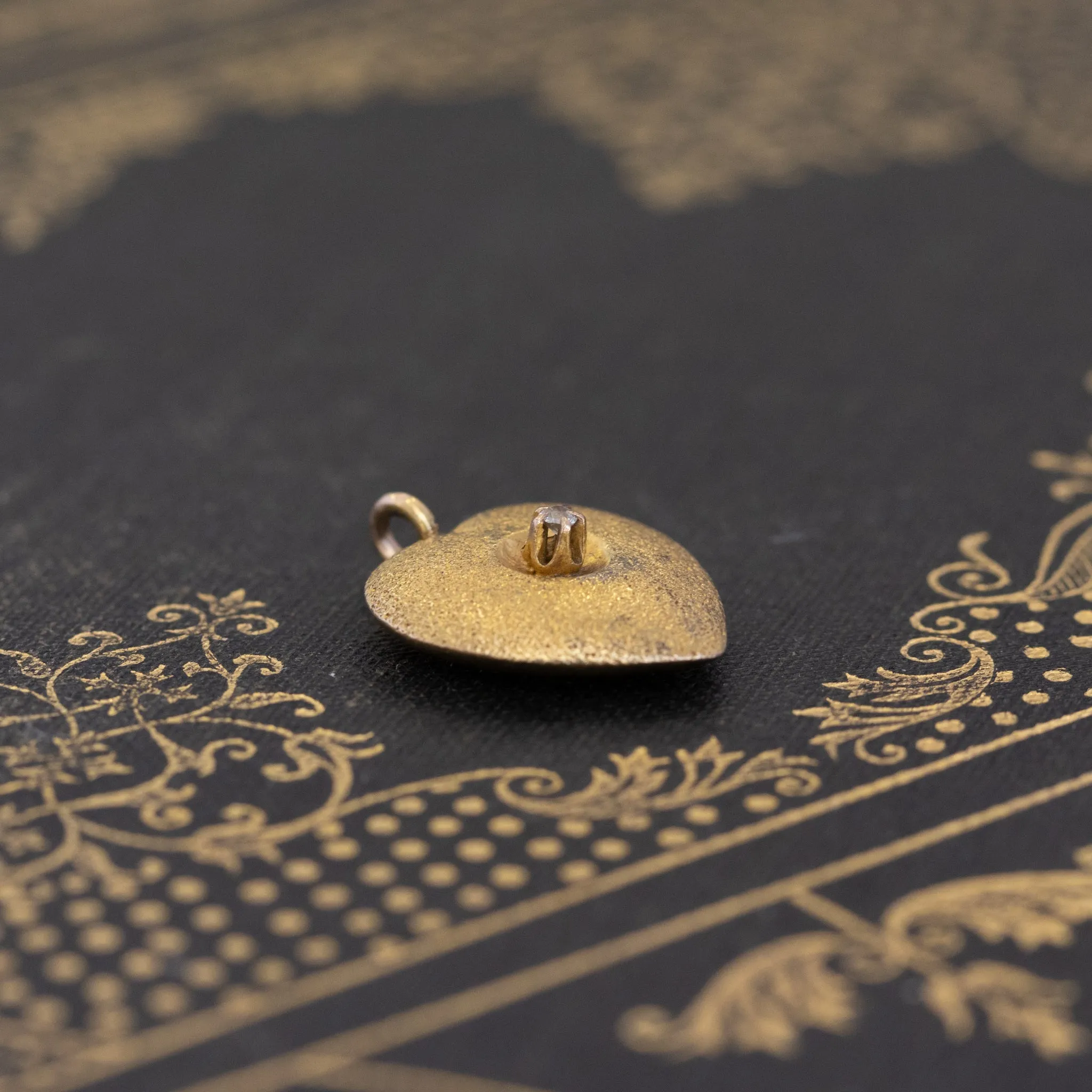 Antique Diamond and Yellow Gold Heart Charm