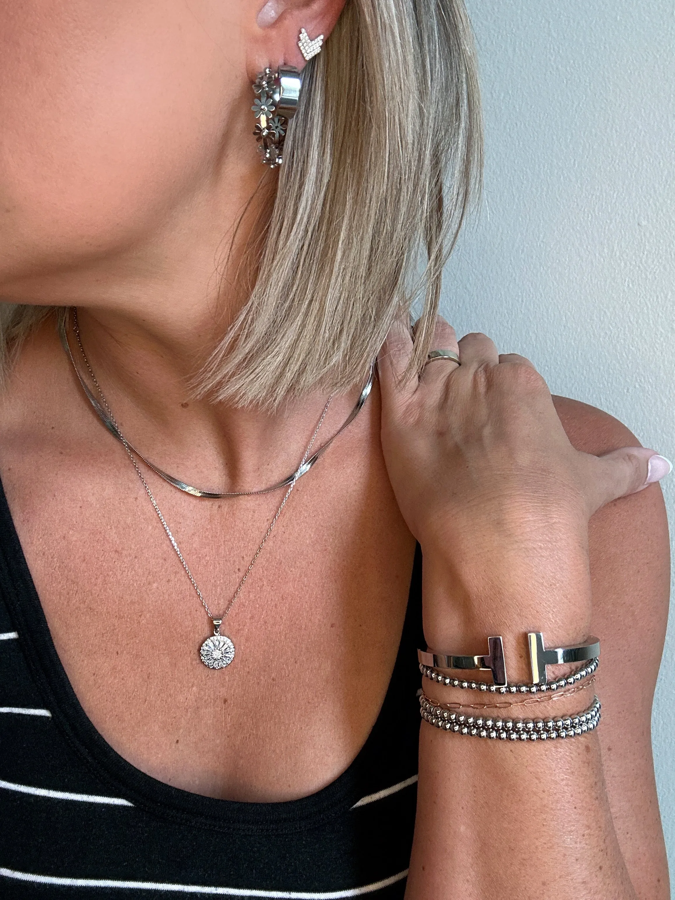 Antique Silver Crystal Necklace