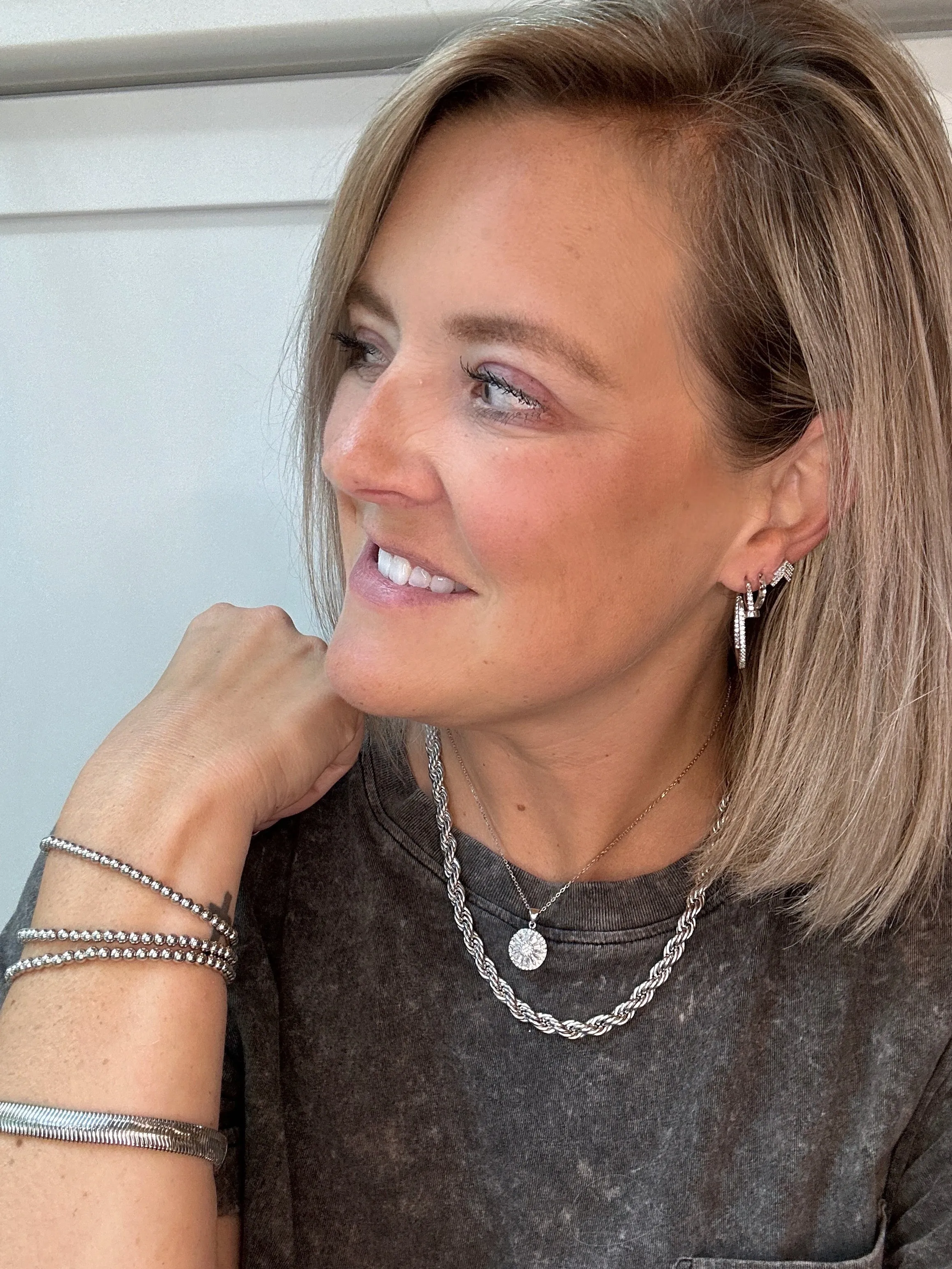 Antique Silver Crystal Necklace