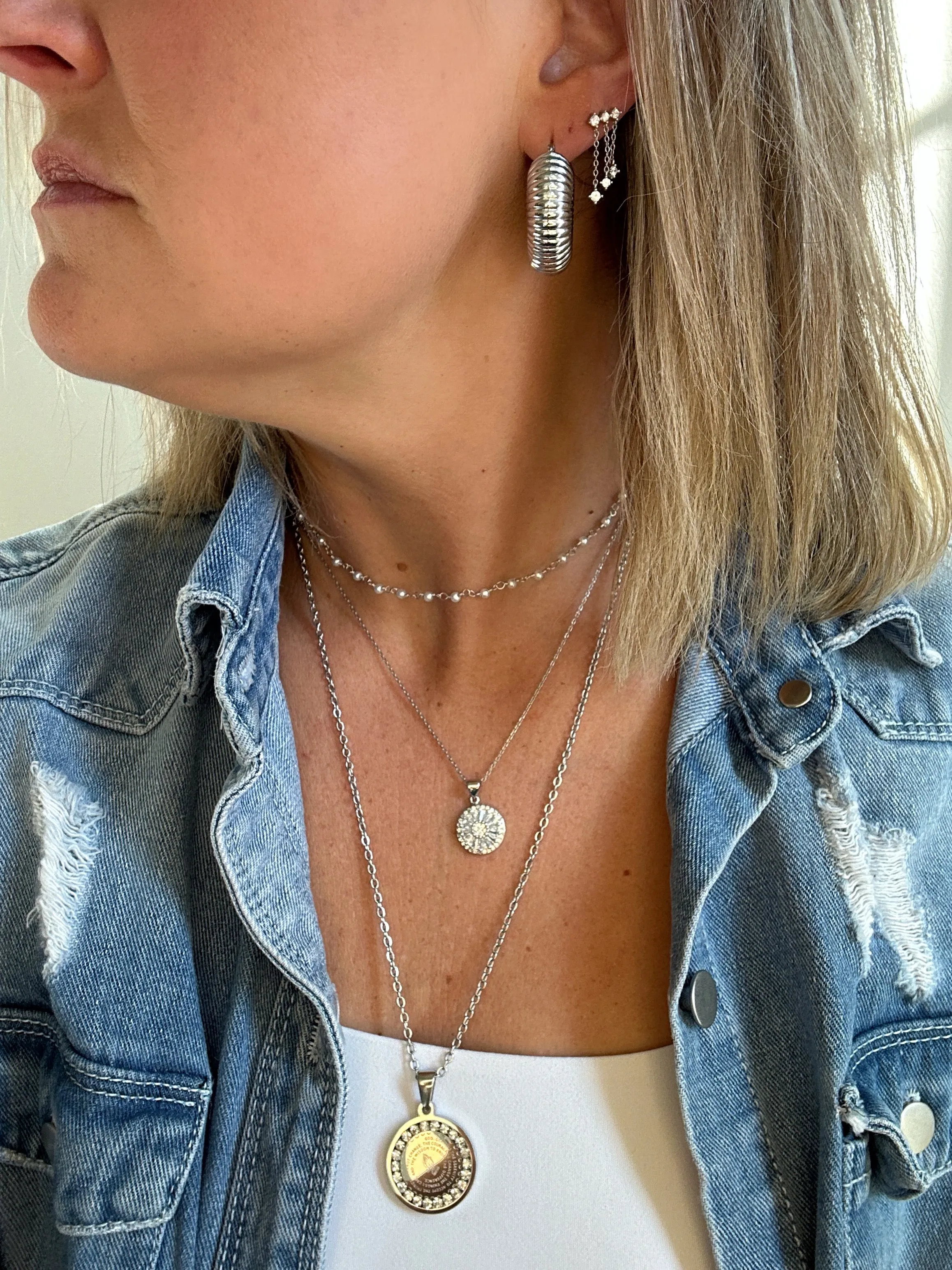 Antique Silver Crystal Necklace
