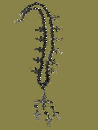 Antique Yalalteca Silver Cross and Coin Necklace