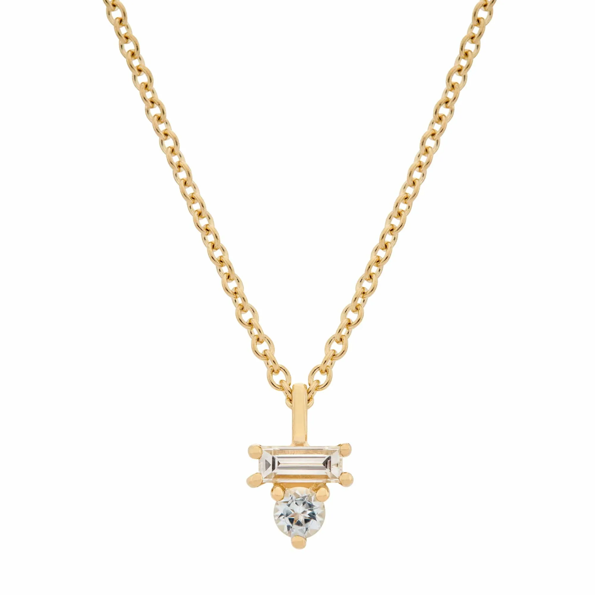 Aquamarine & Diamond Baguette Necklace