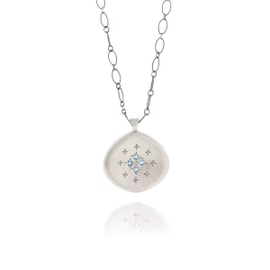Aquamarine Four Star Silver Lights Pendant