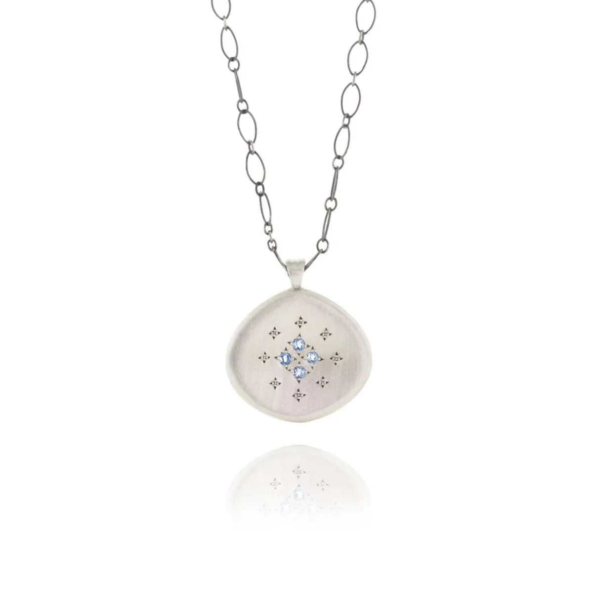 Aquamarine Four Star Silver Lights Pendant