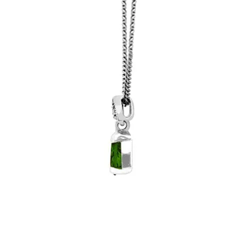 Art Deco Style Style Pear Emerald & Marcasite Leaf Stud Earrings & Pendant Set in 925 Sterling Silver