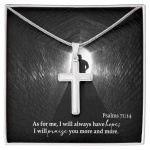 As For Me, I Will Always Have Hope - Stainless Cross Necklace with Message Card - Gift for Him