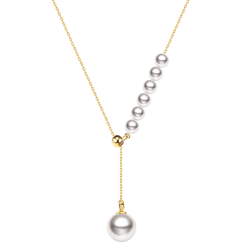 Asymmetrical Akoya Pearl 18K Gold Necklace