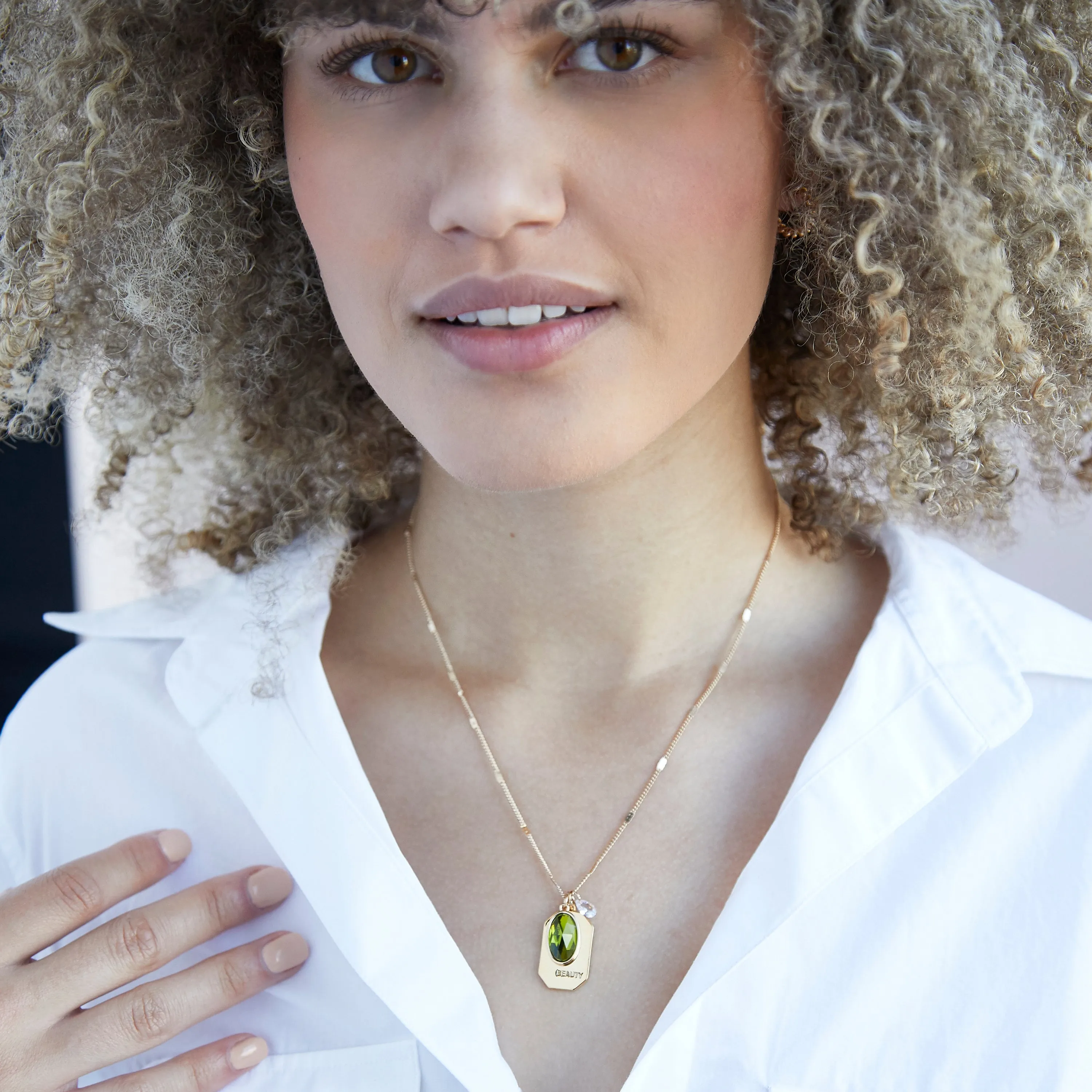 August Birthstone Necklace in Gold