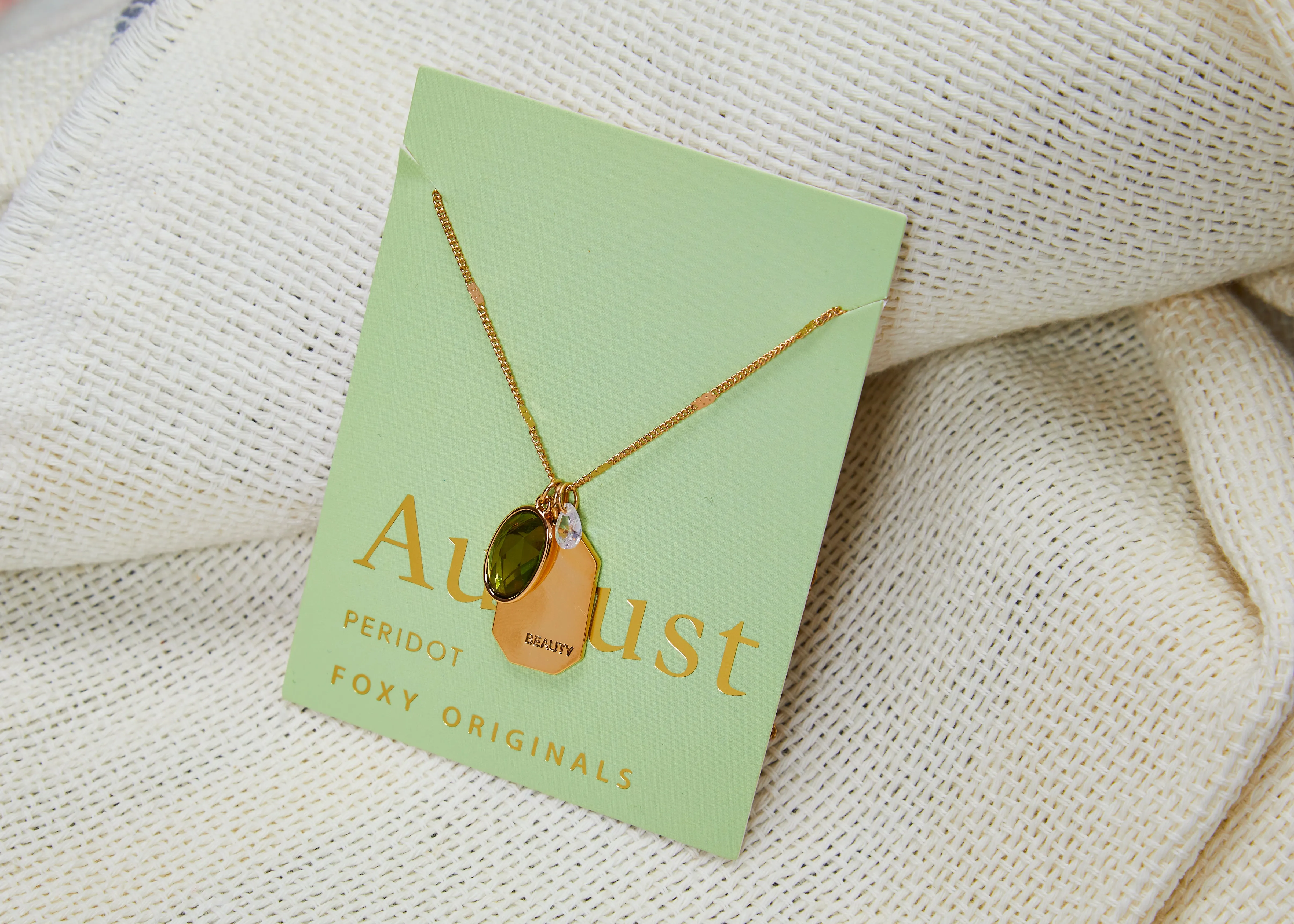 August Birthstone Necklace in Gold