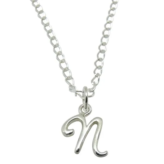 Baby and Children's Necklaces:  Sterling Silver Initial "N"