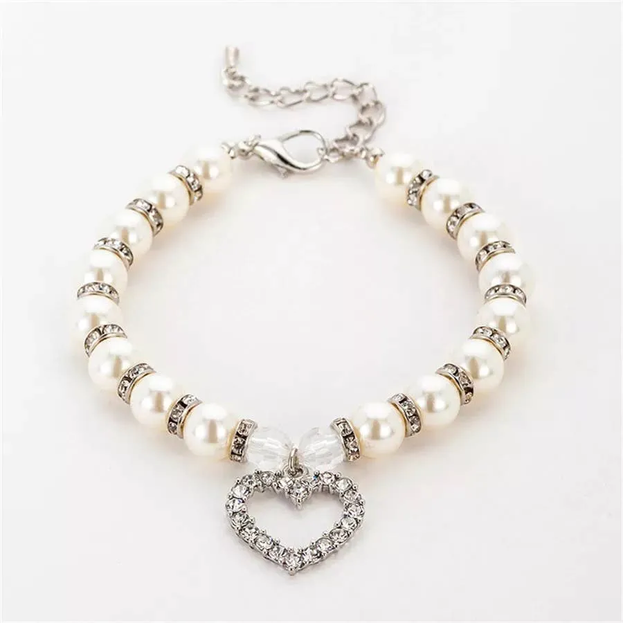 Bark Fifth Avenue - Heart and Pearl Necklace- White