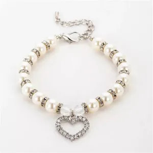 Bark Fifth Avenue - Heart and Pearl Necklace- White