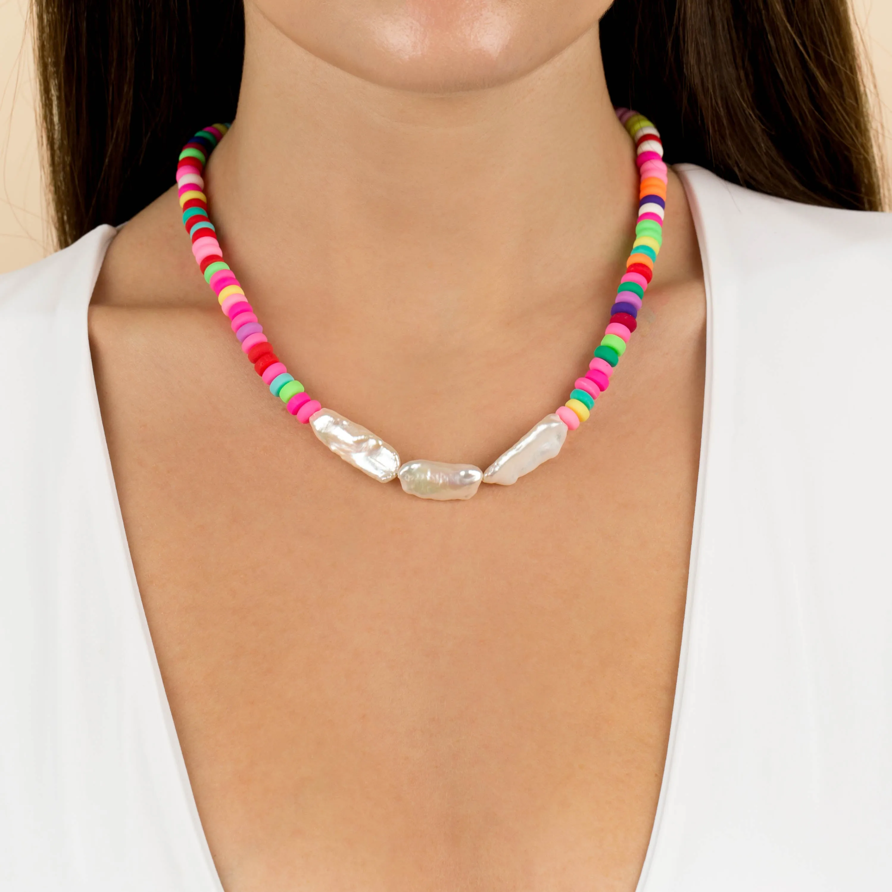 Baroque Pearl Rainbow Necklace