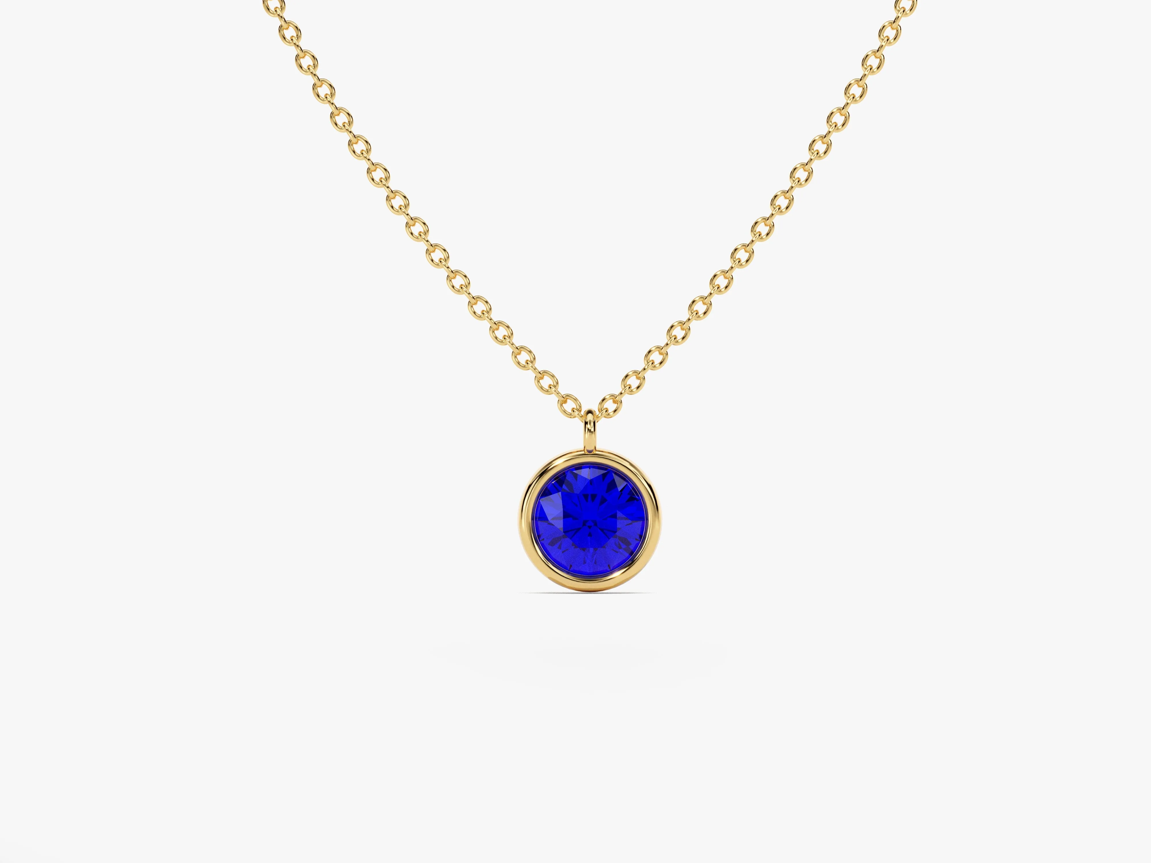 Bezel Set Round Birthstone Solitaire Necklace - Gold Vermeil