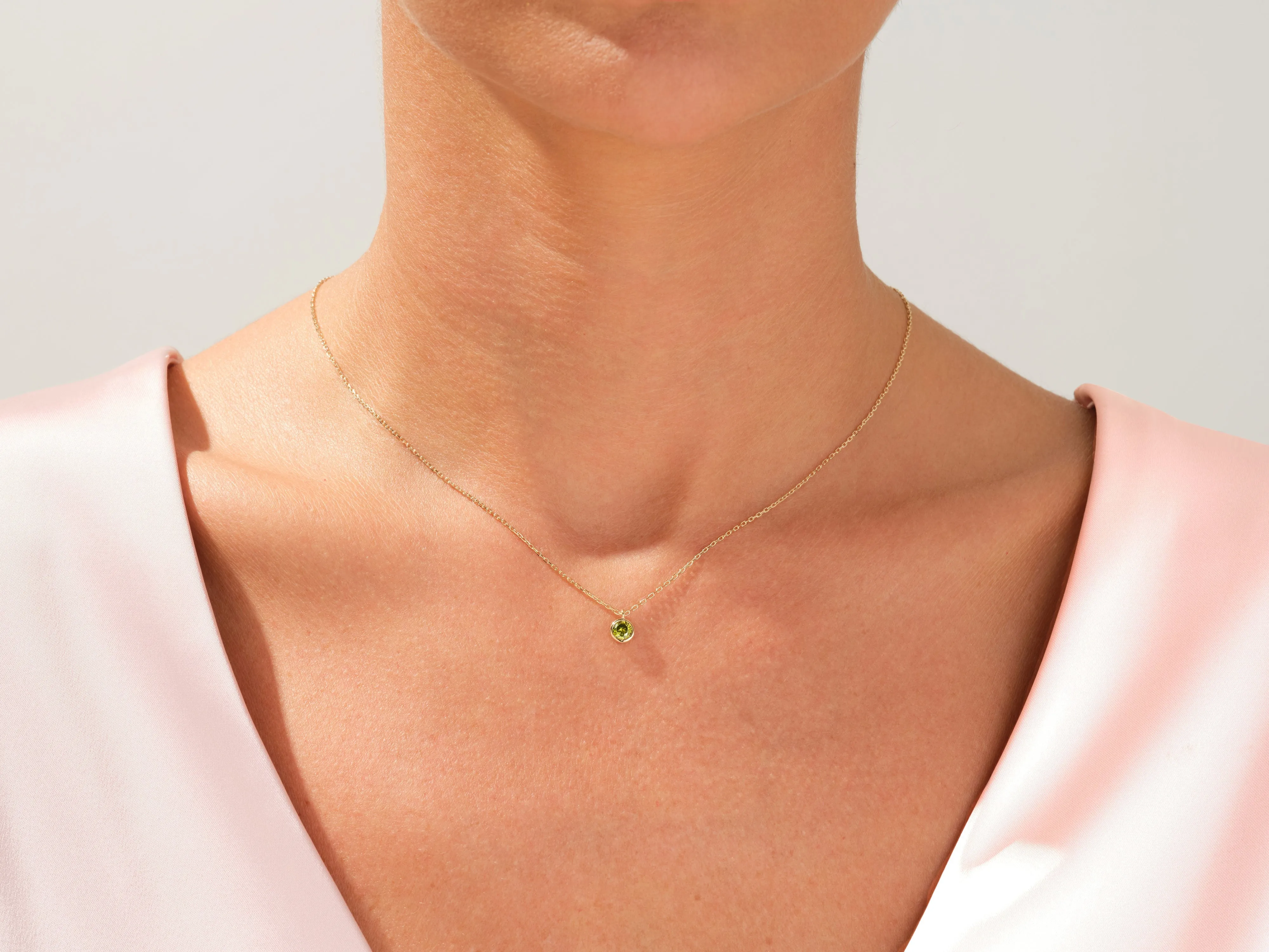 Bezel Set Round Birthstone Solitaire Necklace - Gold Vermeil