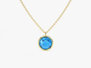 Bezel Set Round Birthstone Solitaire Necklace - Gold Vermeil