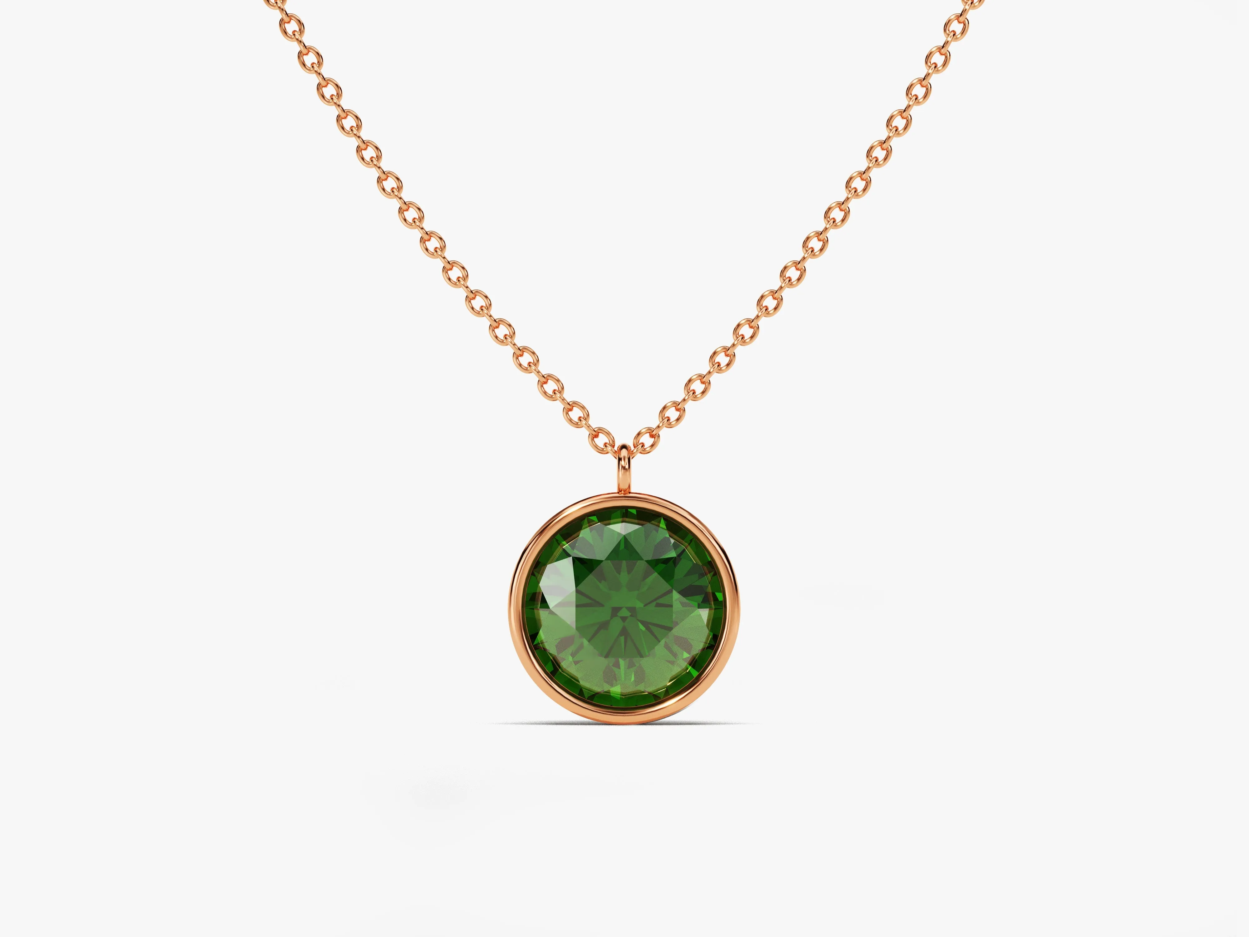 Bezel Set Round Birthstone Solitaire Necklace - Gold Vermeil