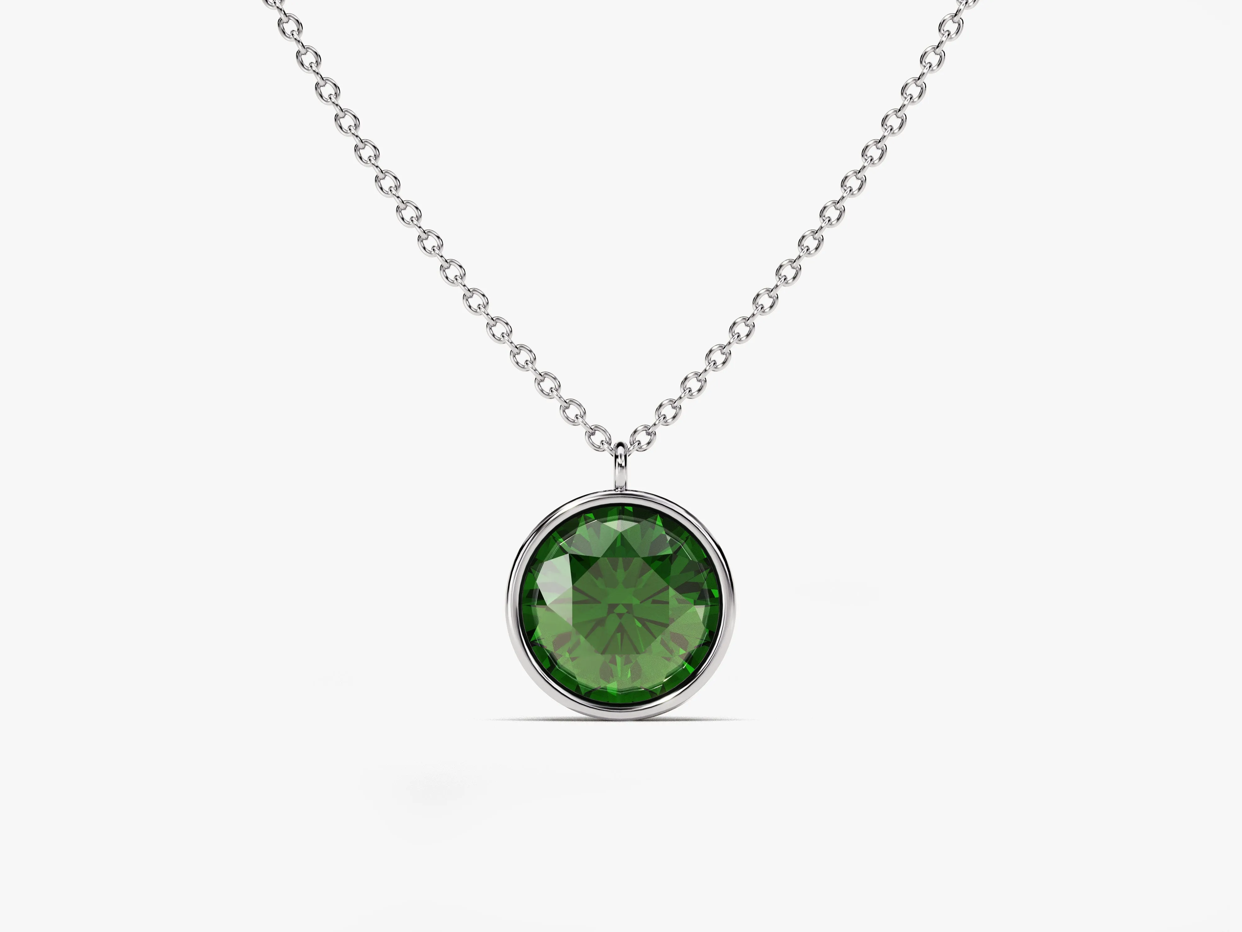 Bezel Set Round Birthstone Solitaire Necklace - Gold Vermeil