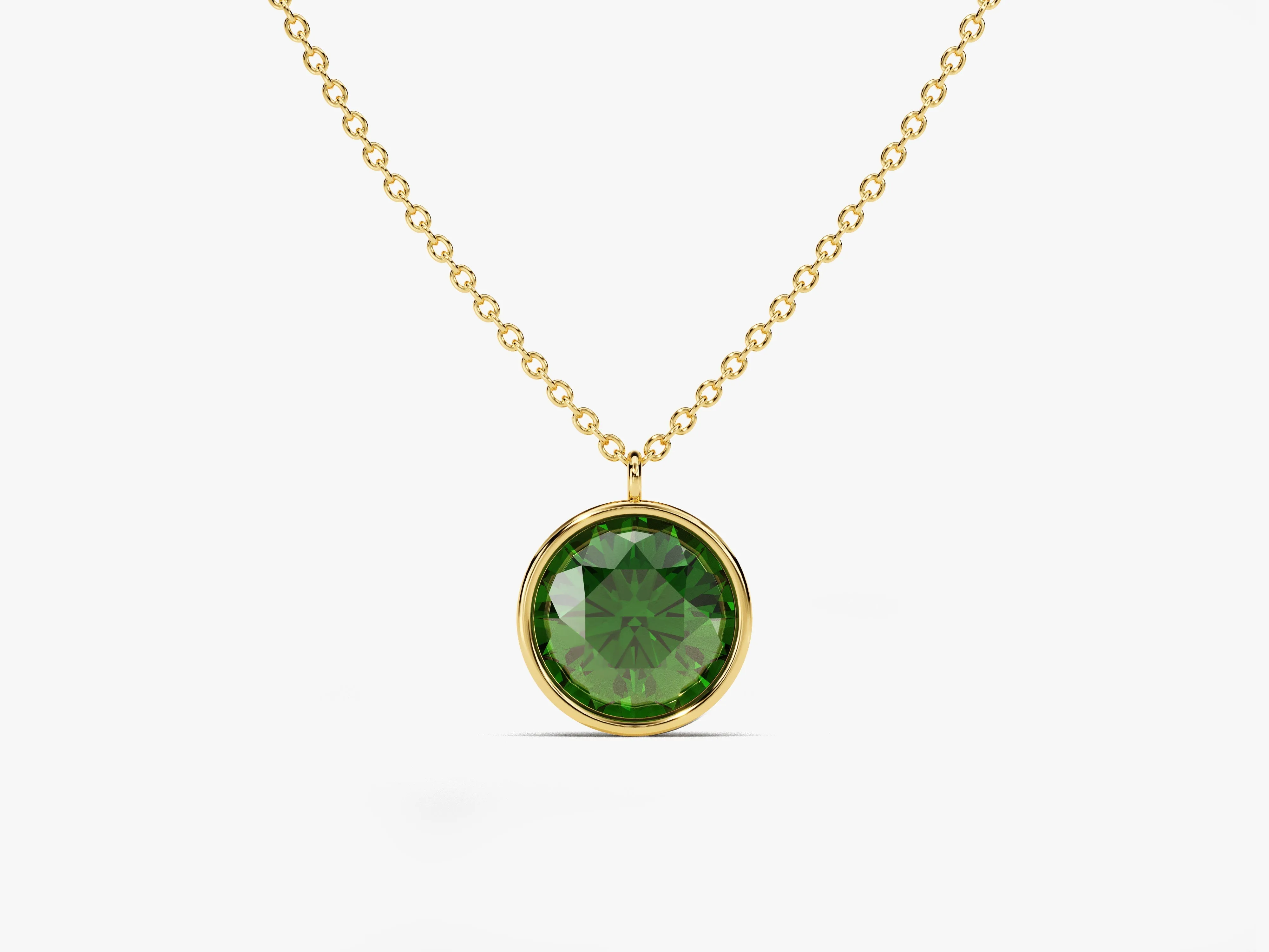 Bezel Set Round Birthstone Solitaire Necklace - Gold Vermeil