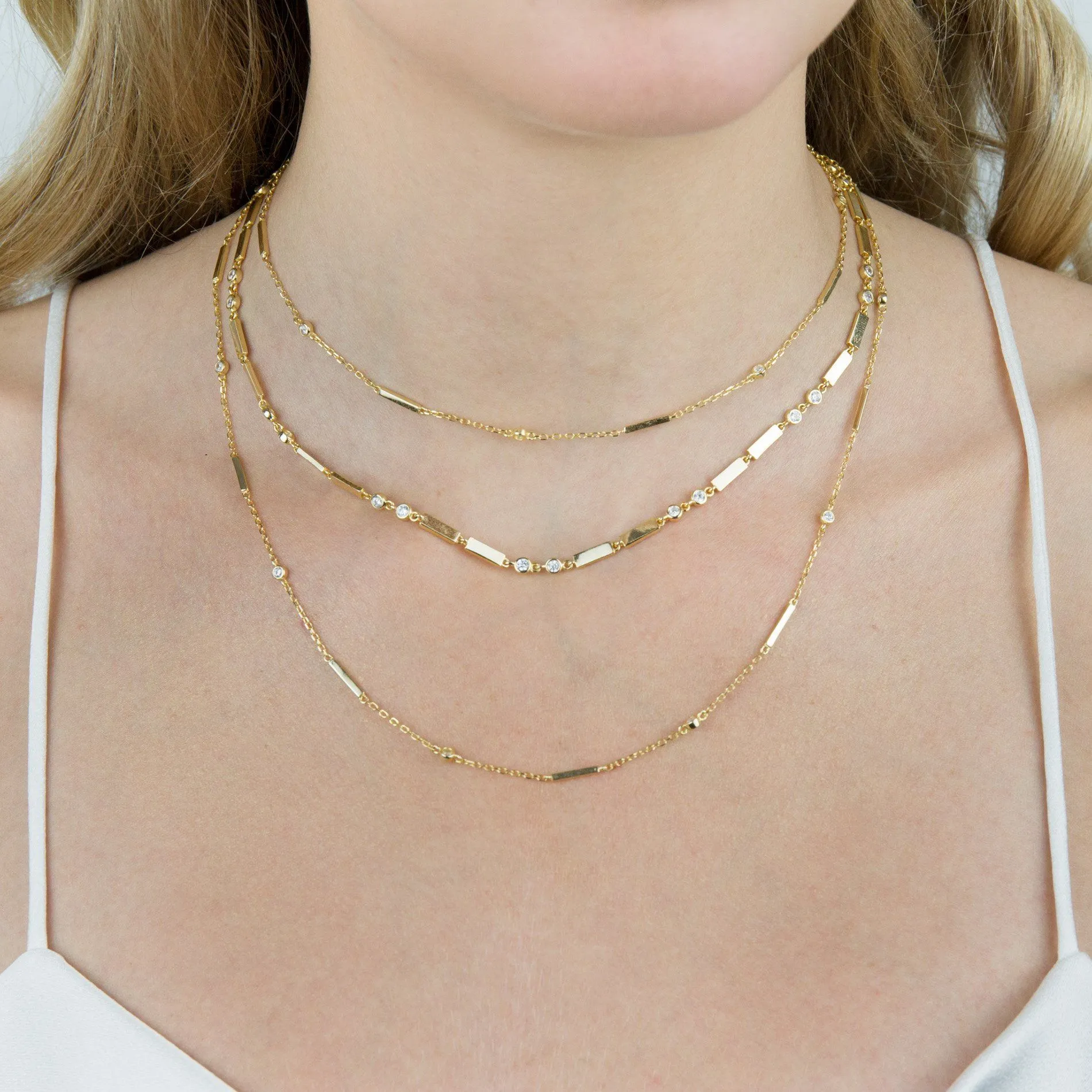 Bezel x Link Long Station Necklace