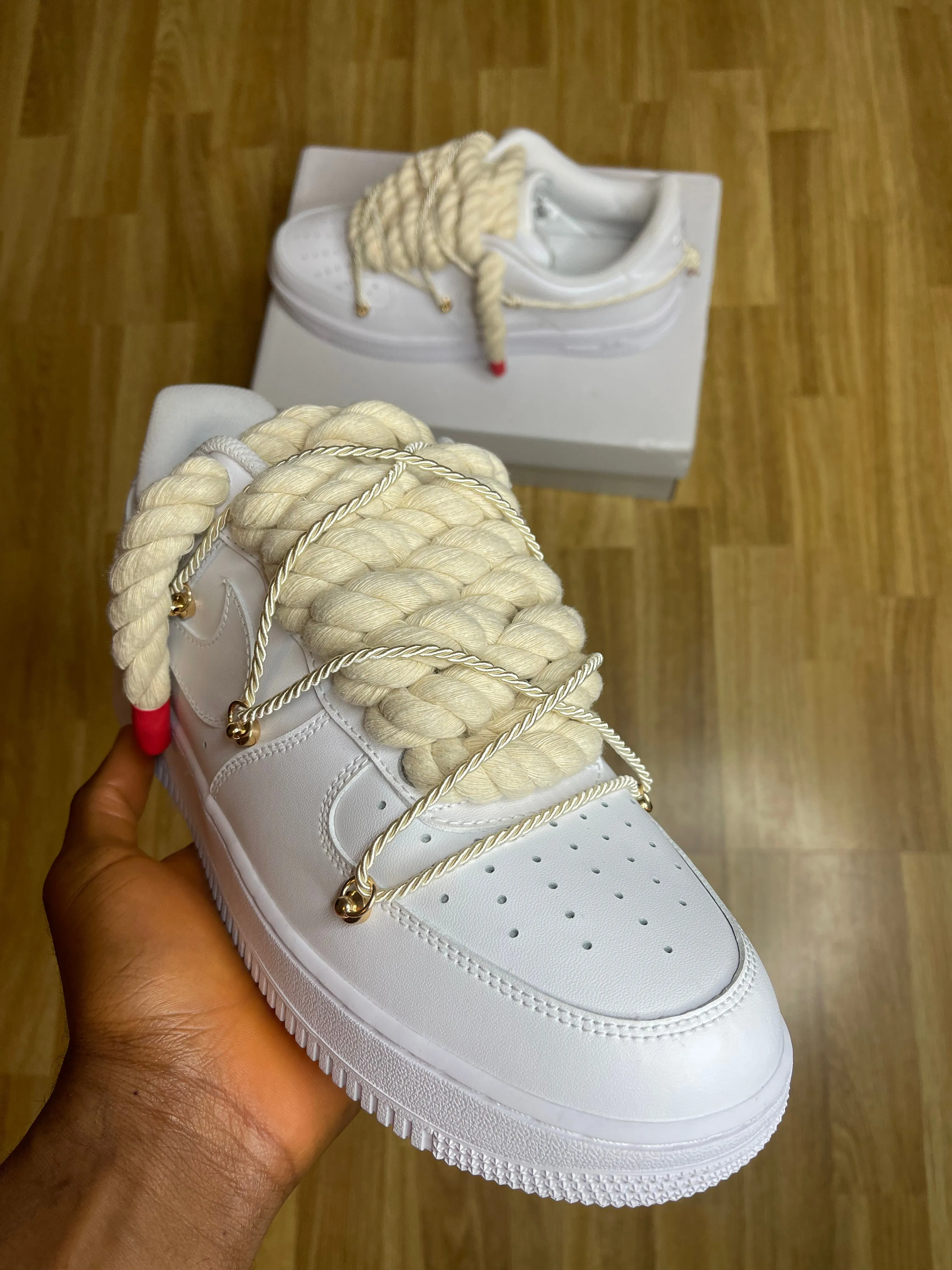 Biege rope double lace Airforce 1