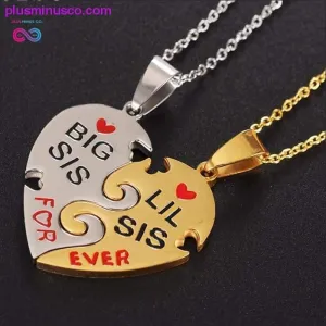 Big Sis Lil Sis Forever Pendant Stainless Steel Heart Puzzle
