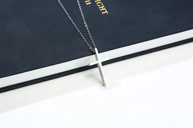 Big Size High Quality Glossy Finish Waterproof Cross Stainless Steel Pendant Necklace Chain for Men & Women