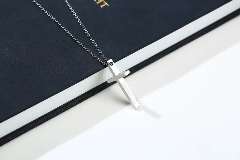 Big Size High Quality Glossy Finish Waterproof Cross Stainless Steel Pendant Necklace Chain for Men & Women