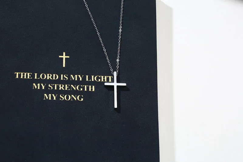 Big Size High Quality Glossy Finish Waterproof Cross Stainless Steel Pendant Necklace Chain for Men & Women