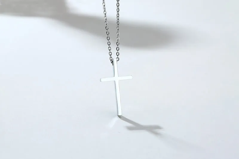 Big Size High Quality Glossy Finish Waterproof Cross Stainless Steel Pendant Necklace Chain for Men & Women