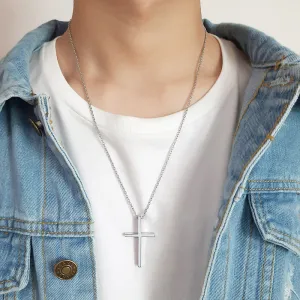 Big Size High Quality Glossy Finish Waterproof Cross Stainless Steel Pendant Necklace Chain for Men & Women