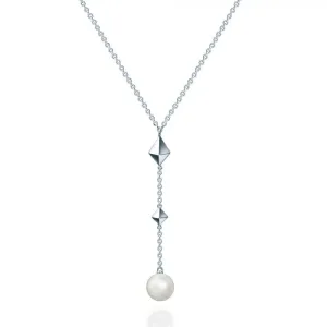 Birks Silver Rock and Pearl Y Necklace