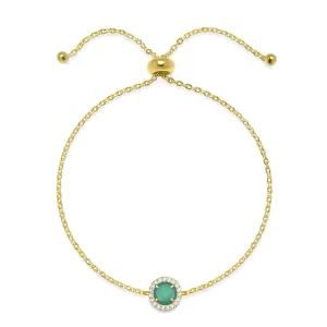 Birthstone & Diamond Bracelet- May Chrome Diopside