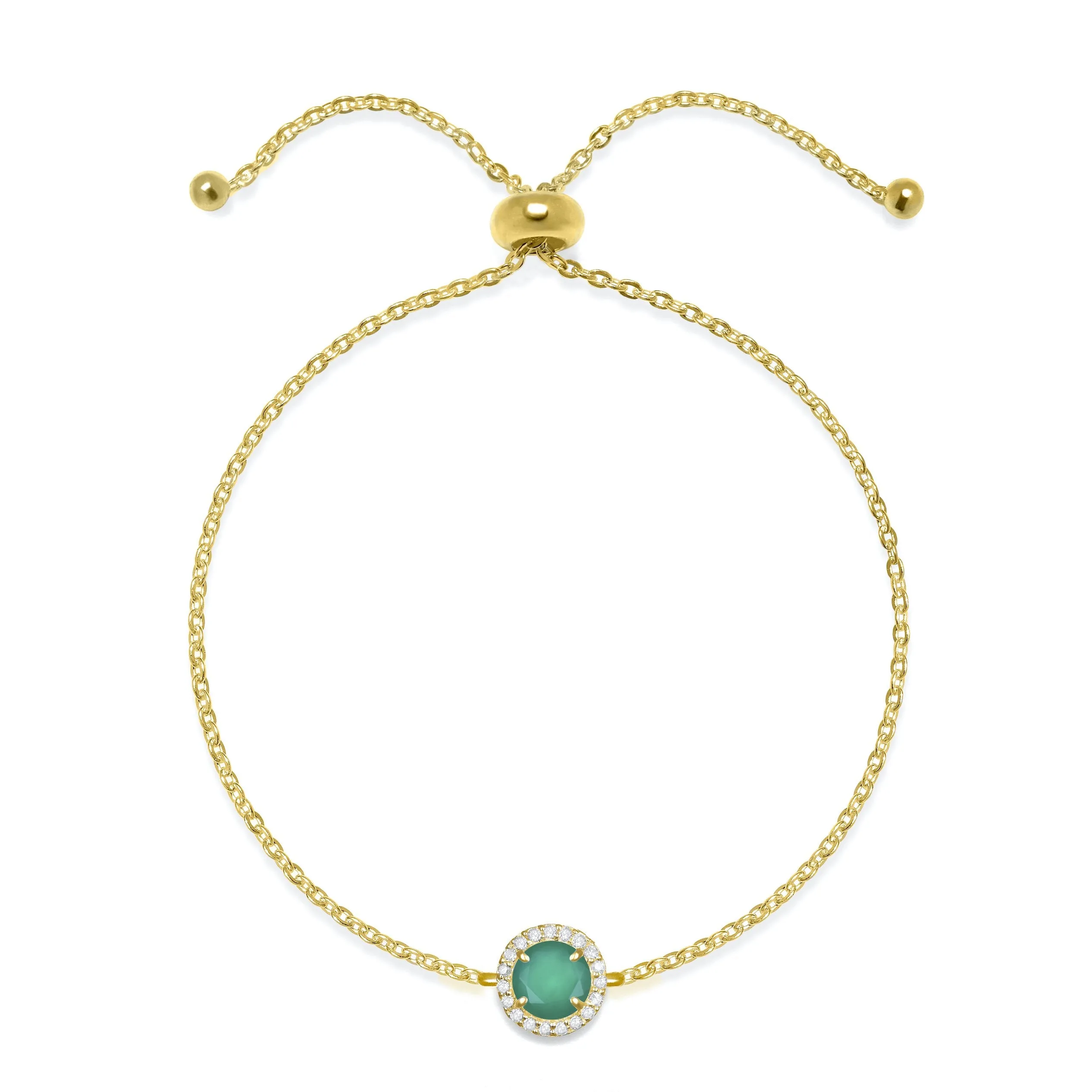 Birthstone & Diamond Bracelet- May Chrome Diopside
