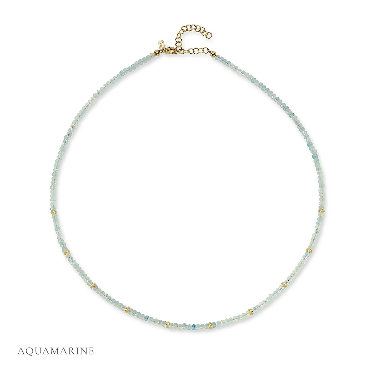 Birthstone Bead Necklace In Aquamarine