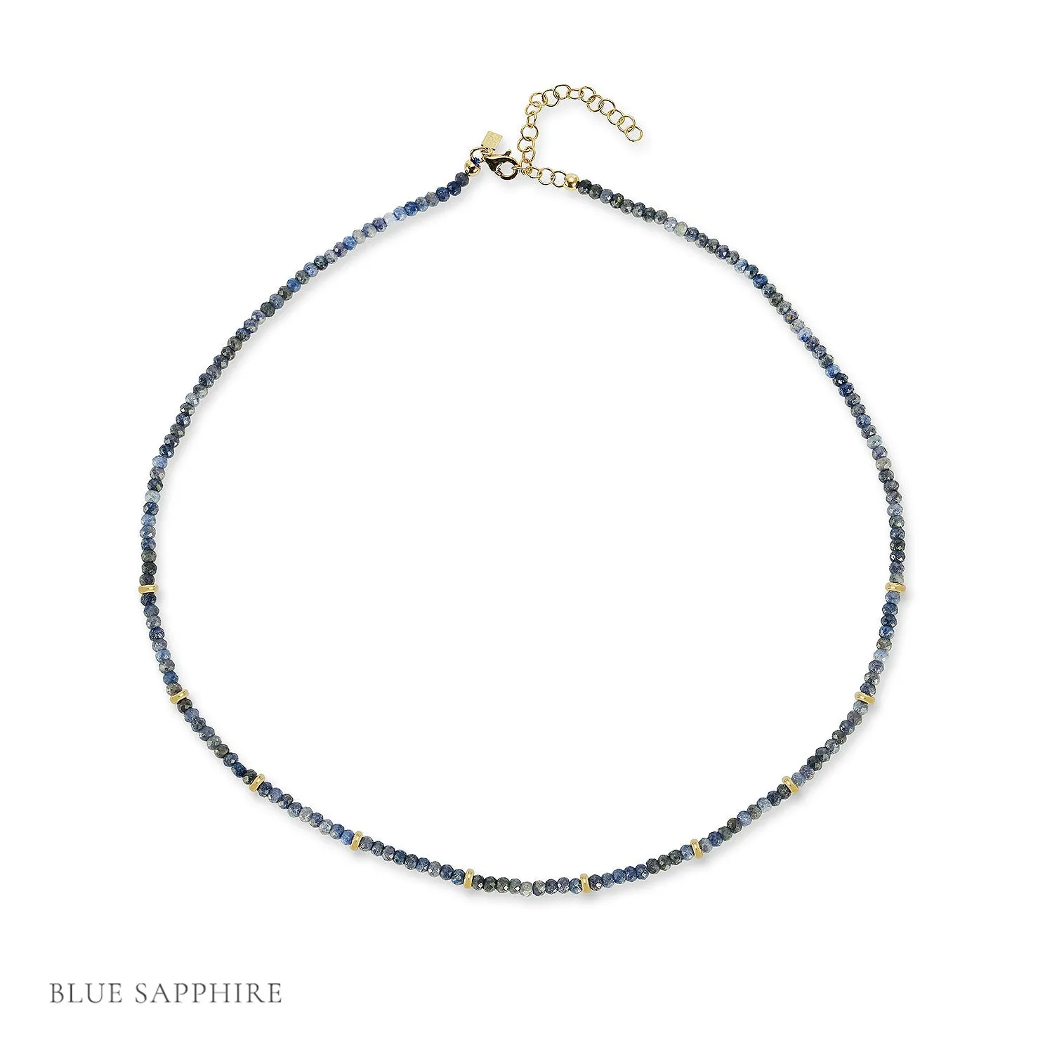 Birthstone Bead Necklace In Blue Sapphire