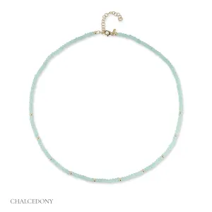 Birthstone Bead Necklace  In Chalcedony